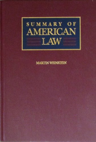 Summary of American Law (9780442016630) by Weinstein, Martin; Kimbrough, Robert