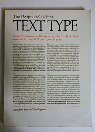 Beispielbild fr The Designer's Guide to Text Type: Leaded Showings of Fifty-One Popular Text Typefaces in 6 Point Through 12 Point Plus 14 Point zum Verkauf von Rob the Book Man