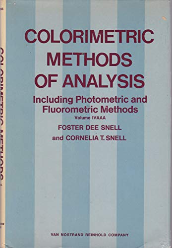 9780442278533: Colorimetric Methods of Analysis: v. 4AAA