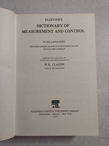 9780444415820: Dictionary of Measurement and Control
