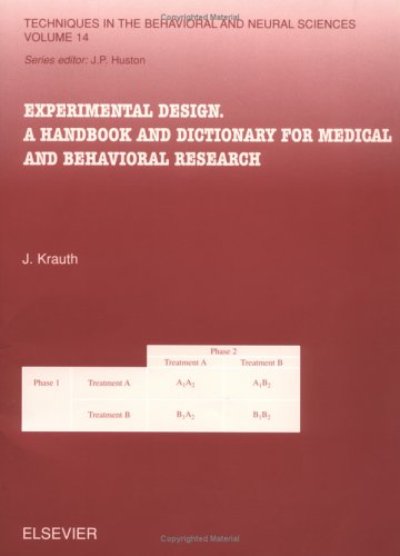 9780444506382: Experimental Design: A Handbook and Dictionary for Medical and Behavioral Research: Volume 14 (Techniques in the Behavioral and Neural Sciences)