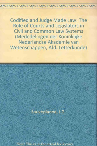 Beispielbild fr Codified and Judge Made Law : the role of courts and legislators in civil and common law systems. zum Verkauf von Kloof Booksellers & Scientia Verlag