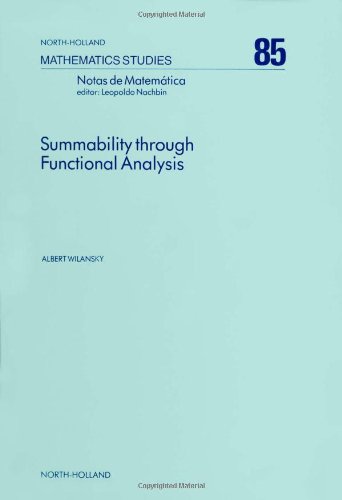 Imagen de archivo de Summability Through Functional Analysis (Mathematics Studies) a la venta por Hay-on-Wye Booksellers