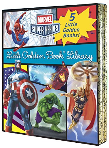 Stock image for Marvel Super Heroes Little Golden Book Library: The Amazing Spider-Man; The Incredible Hulk; The Invincible Iron Man; The Courageous Captain America; The Mighty Avengers for sale by BookScene