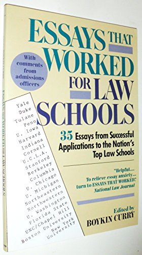 Stock image for Essays That Worked for Law School: 35 Essays from Successful Applications to the Nation's Top Law Schools for sale by SecondSale
