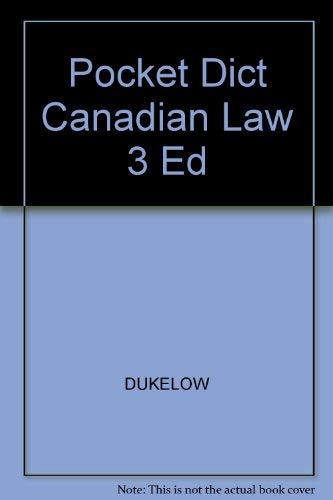 Stock image for Pocket Dictionary of Canadian Law for sale by Russell Books