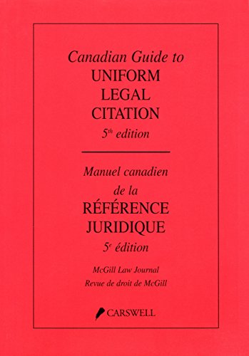 Beispielbild fr Canadian Guide to Uniform Legal Citation zum Verkauf von BooksRun