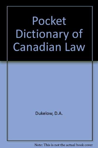 9780459358617: Pocket Dictionary of Canadian Law