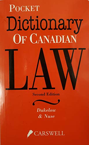 9780459553241: Pocket Dictionary of Canadian Law