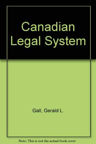 Beispielbild fr Canadian Legal System zum Verkauf von ThriftBooks-Dallas
