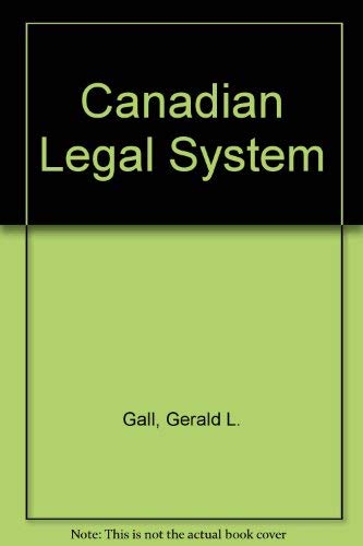 Imagen de archivo de Canadian Legal System a la venta por ThriftBooks-Dallas