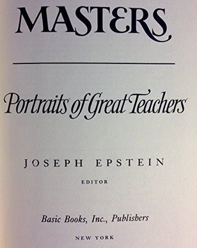 Masters (9780465044207) by Epstein, Mark