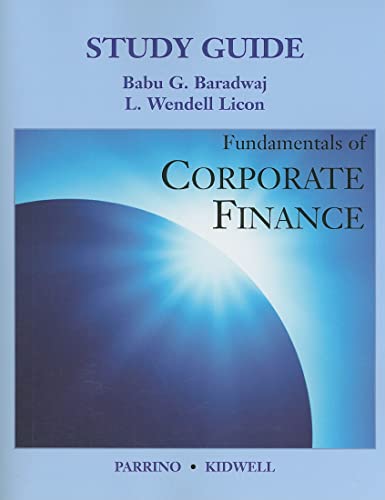 Beispielbild fr Fundamentals of Corporate Finance, Study Guide zum Verkauf von Phatpocket Limited