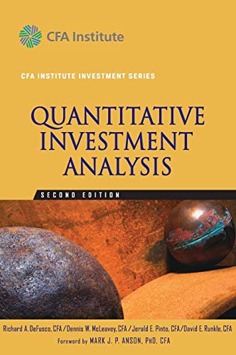 Beispielbild fr Quantitative Investment Analysis zum Verkauf von Better World Books