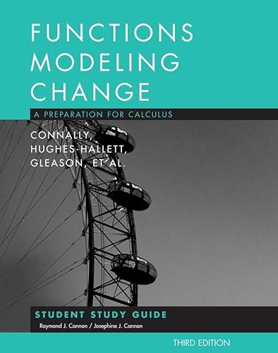 9780470105597: Student Study Guide (Functions Modeling Change: A Preparation for Calculus)