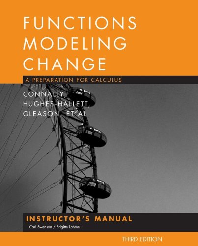 Stock image for Functions Modeling Change, Instructor's Manual: A Preparation for Calculus for sale by ThriftBooks-Atlanta