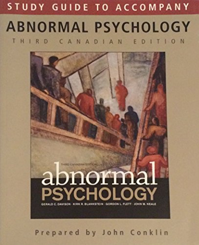 Imagen de archivo de Study Guide to Accompany Abnormal Psychology, Third Canadian Edition a la venta por Better World Books