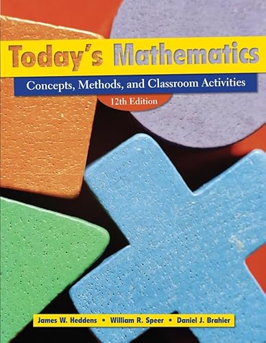 Imagen de archivo de Today's Mathematics: Concepts, Methods, and Classroom Activities, 12th Edition (Book & CD-ROM) a la venta por HPB-Red