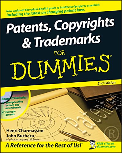 Patents, Copyrights and Trademarks for Dummies [With CDROM] - Charmasson Henri J., A. und John Buchaca