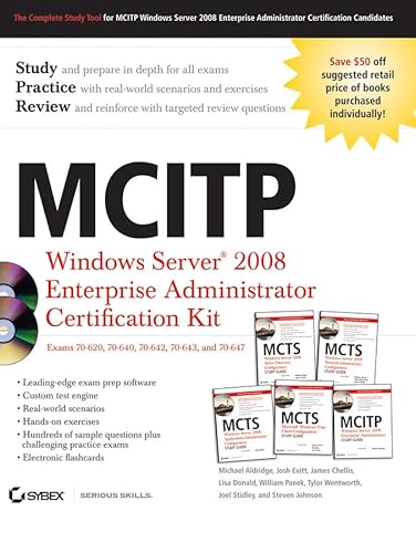 MCITP: Windows Server 2008 Enterprise Administrator Certification Kit (9780470343456) by Aldridge, Michael; Evitt, Josh; Chellis, James; Donald, Lisa; Panek, William; Wentworth, Tylor; Stidley, Joel; Johnson, Steven