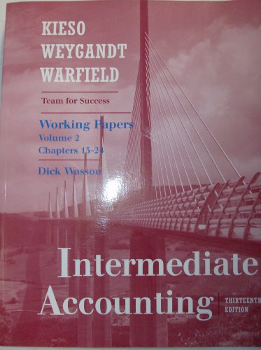 Stock image for Working Papers, Vol II (Chapters 15-24) t/a Intermediate Accounting for sale by HPB-Red