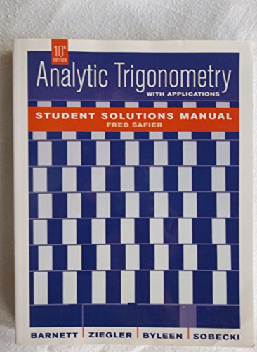 Stock image for Analytic Trigonometry with Applications, Student Solutions Manual for sale by HPB-Red