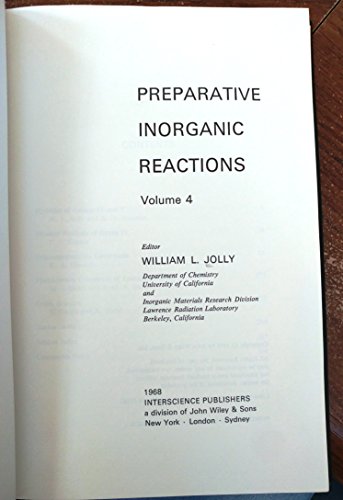9780470446942: Preparative Inorganic Reactions (Volume 4)