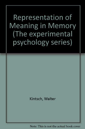 Stock image for Representation of Meaning in Memory (The experimental psychology series) for sale by Bernhard Kiewel Rare Books