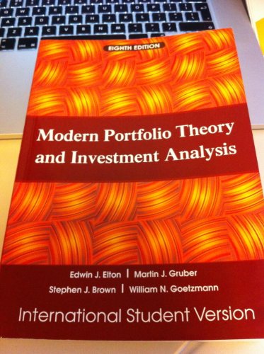 Imagen de archivo de Modern Portfolio Theory and Investment Analysis a la venta por The Book Corner