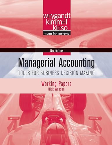 Imagen de archivo de Managerial Accounting, Working Papers : Tools for Business Decision Making a la venta por Better World Books Ltd