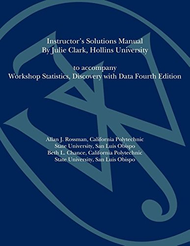 9780470547250: Workshop Statistics: Discovery with Data Instructor's Solutions Manual to Accompany Workshop Statistics