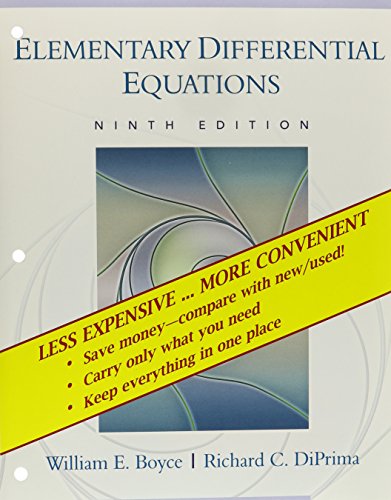 Elementary Differential Equations 9th Edition Binder Ready Version with Differential Equaitons w/MATLAB 2nd Edition USCD Set (9780470572108) by Boyce, William E.