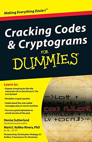 Beispielbild fr Cracking Codes &amp; Cryptograms for Dummies zum Verkauf von Blackwell's
