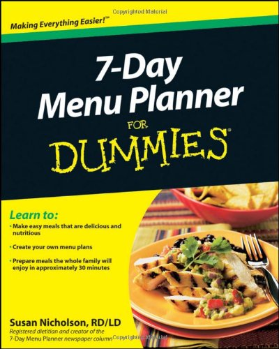 Beispielbild fr 7-Day Menu Planner for Dummies zum Verkauf von Better World Books