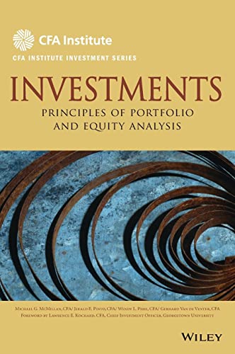 Imagen de archivo de Investments   Principles of Portfolio and Equity Analysis (CFA Institute Investment Series) a la venta por Revaluation Books