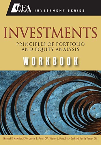 Imagen de archivo de Investments Workbook   Principles of Portfolio and Equity Analysis (CFA Institute Investment Series) a la venta por Revaluation Books