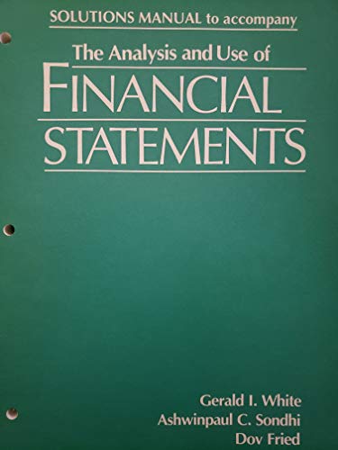 Imagen de archivo de The Analysis and Use of Financial Statements (Solutions Manual) a la venta por Infinity Books Japan