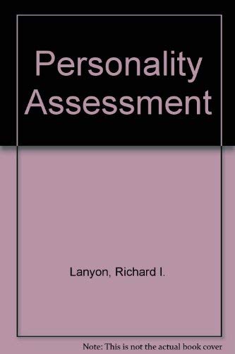 Beispielbild fr Personality Assessment zum Verkauf von Better World Books