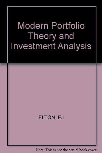 Beispielbild fr Modern Portfolio Theory and Investment Analysis zum Verkauf von Better World Books