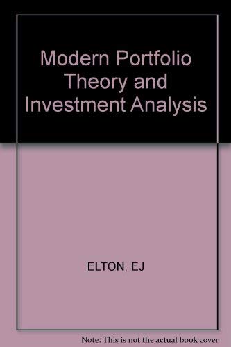 Stock image for Modern Portfolio Theory and Investment Analysis for sale by ThriftBooks-Atlanta