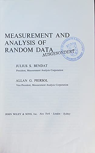 Beispielbild fr Measurement and Analysis of Random Data zum Verkauf von Alien Bindings