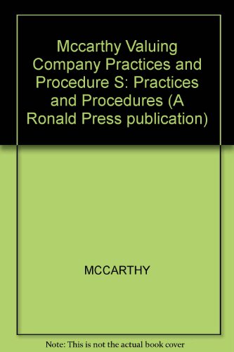 Imagen de archivo de Valuing a Company - Practices and Procedures a la venta por Top Notch Books