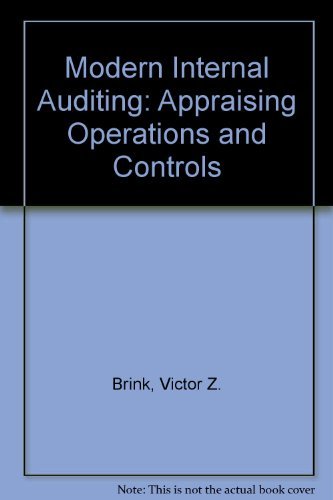 9780471080978: Modern Internal Auditing: Appraising Operations and Controls