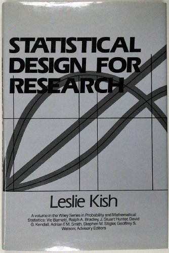 9780471083597: Statistical Design for Research (Wiley Series in Probability and Mathematical Statistics)