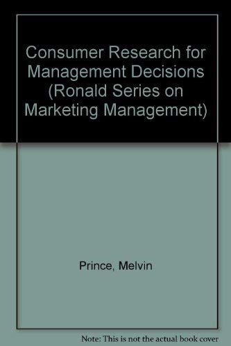 Stock image for Consumer Research for Management Decisions for sale by Better World Books