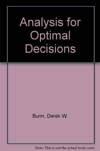 Stock image for Analysis for Optimal Decisions for sale by Jay W. Nelson, Bookseller, IOBA