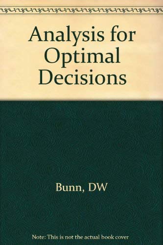 9780471101338: Analysis for Optimal Decisions