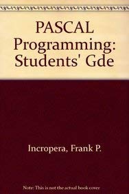 9780471104025: PASCAL Programming: Students' Gde