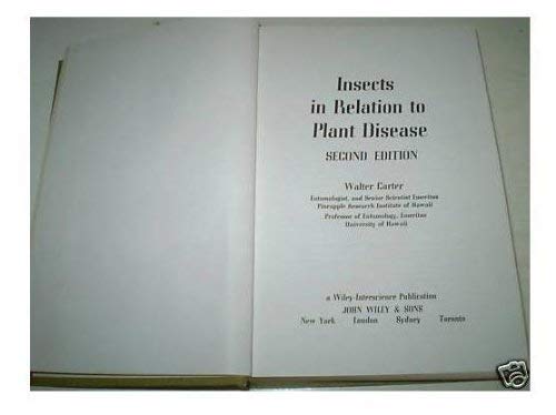 Beispielbild fr Insects in relation to plant disease. 2. ed. zum Verkauf von Wissenschaftliches Antiquariat Kln Dr. Sebastian Peters UG