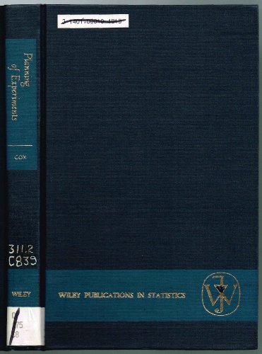 9780471181835: Planning of Experiments (Wiley Series in Probability and Statistics – Applied Probability and Statistics Section)